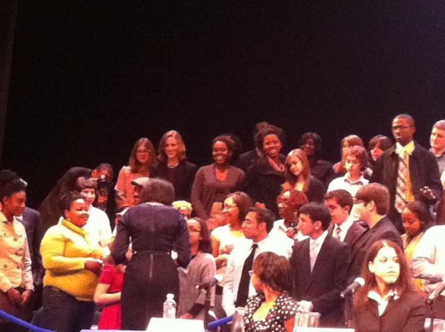Michelle Obama speaks to Confucius Classroom students