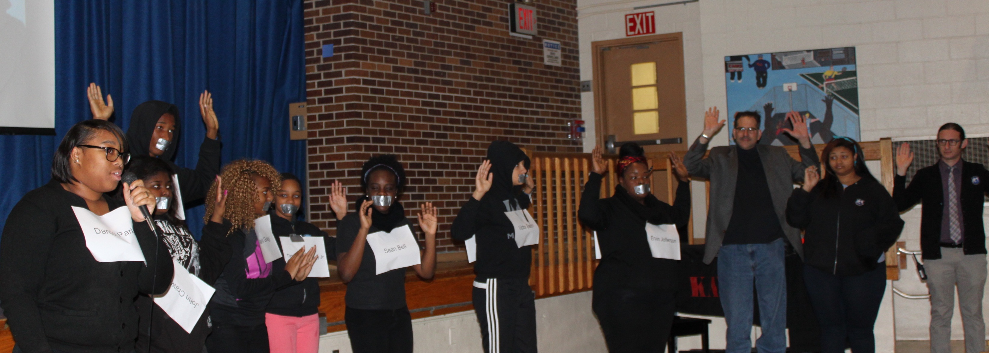 Our Jr. NAACP Club members led a Moment of Silence for Ferguson this morning at Muster.