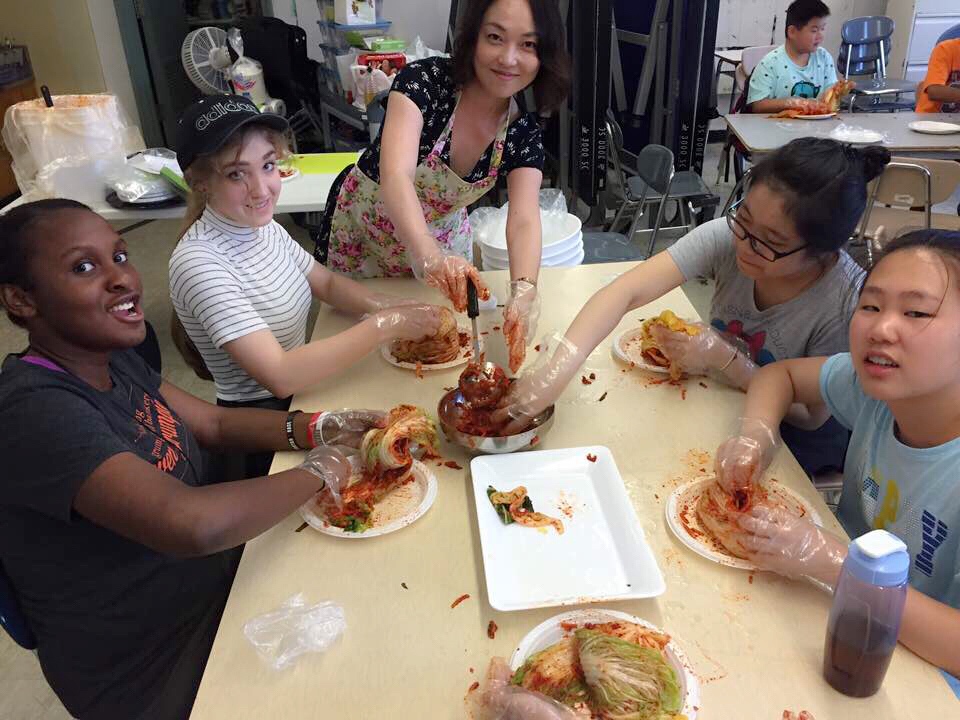 High School Students and Ms.An making Kimchi