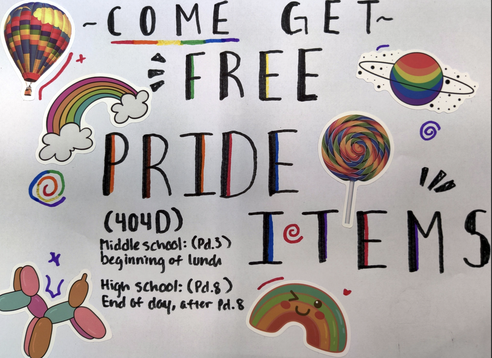 Information about Pride Month Accessories in Room 404D